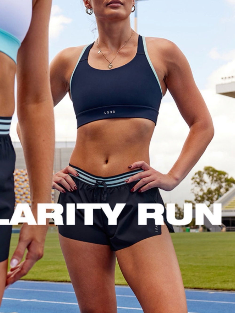 LSKD Accelerate 3" High Rise Shorts & Sports Bra Set - Clarity Run Collection- M - Picture 3 of 4